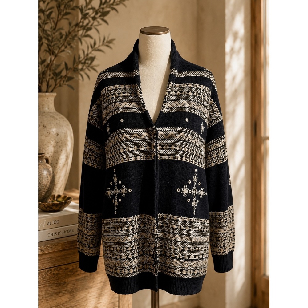 Ralph Lauren Nordic Fair Isle Cotton Cardigan Sweater Size XS
